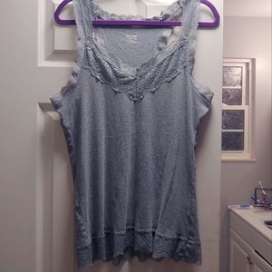 Lace trim grey tank top cami